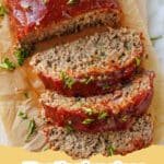 The Ultimate Comfort: My Grandma's Classic Meatloaf Recipe 5 A sliced classic comfort meatloaf with a tangy ketchup glaze, garnished with fresh parsley.