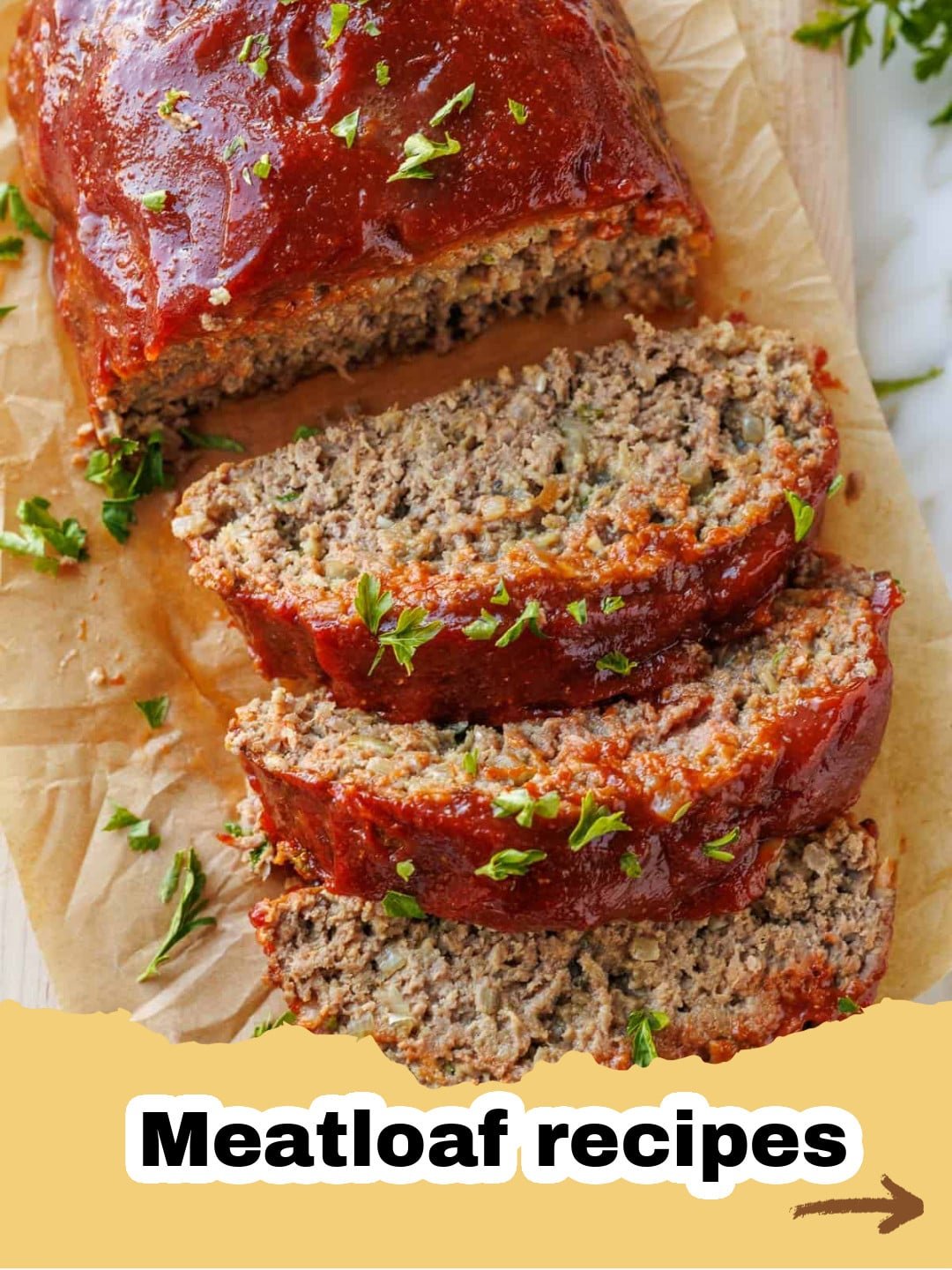 The Ultimate Comfort: My Grandma's Classic Meatloaf Recipe 1 A sliced classic comfort meatloaf with a tangy ketchup glaze, garnished with fresh parsley.