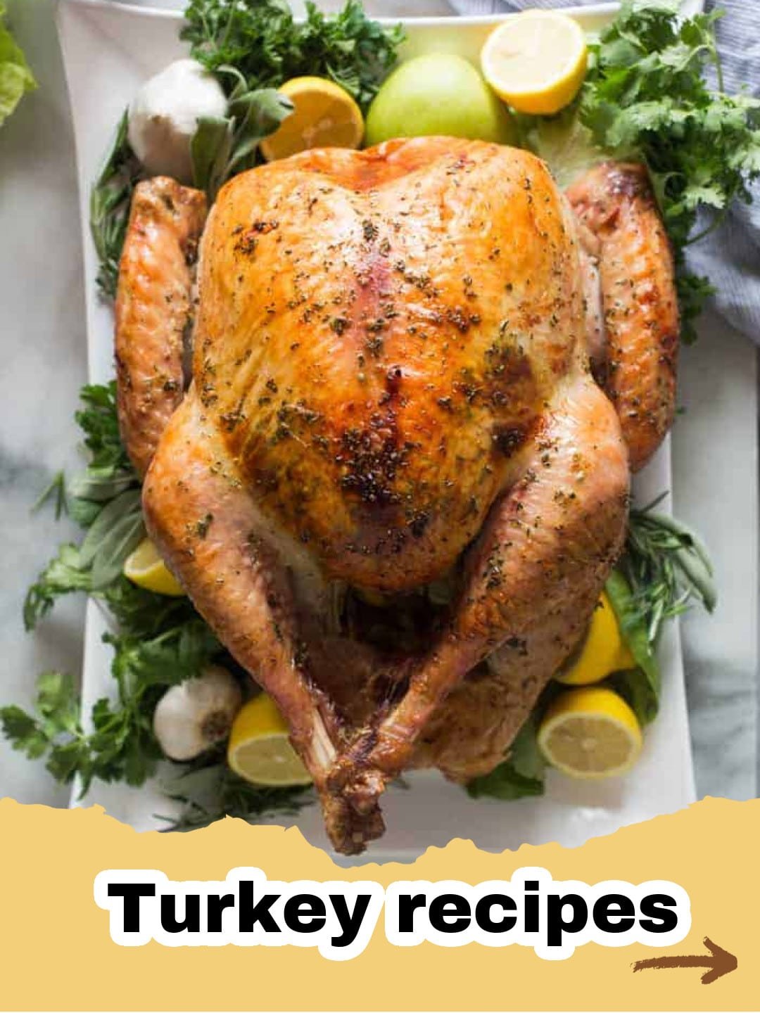 The Ultimate Easy, No Fuss Thanksgiving Turkey Recipe for a Stress-Free Holiday 1 A perfectly roasted golden-brown Thanksgiving turkey on a platter with herbs and lemons, ready to be carved.