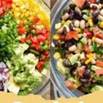A large bowl of colorful Cowboy Caviar with tortilla chips on the side, ready to be served.