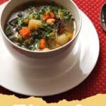 Embrace the Chill: The Ultimate Hearty Winter Vegetable Soup Recipe 5 A steaming bowl of hearty winter vegetable soup garnished with fresh herbs, ready to be enjoyed.