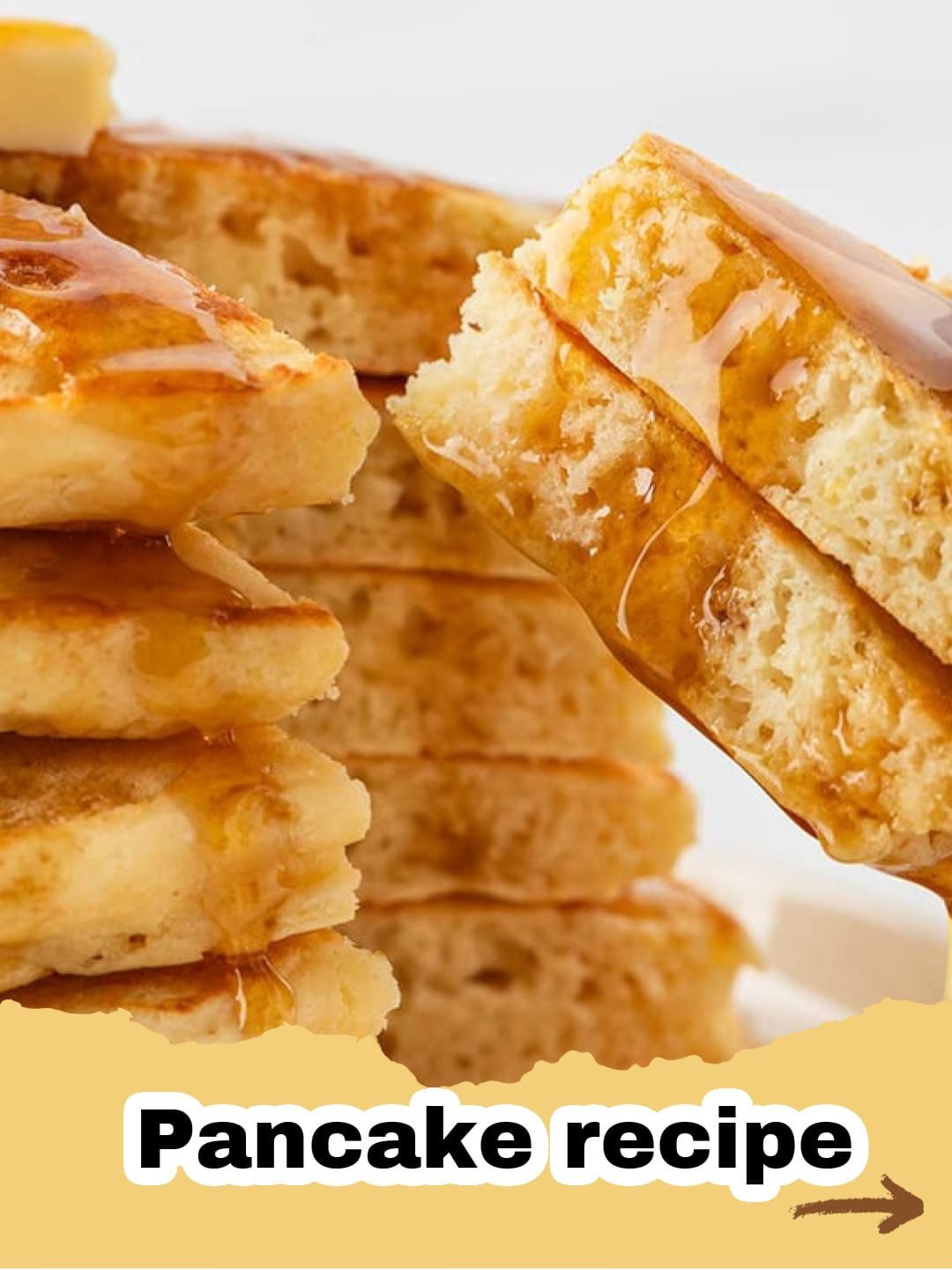 The Ultimate Guide to the Best Fluffy Pancake Recipe 1 Stack of golden fluffy pancakes with butter and maple syrup on a white plate