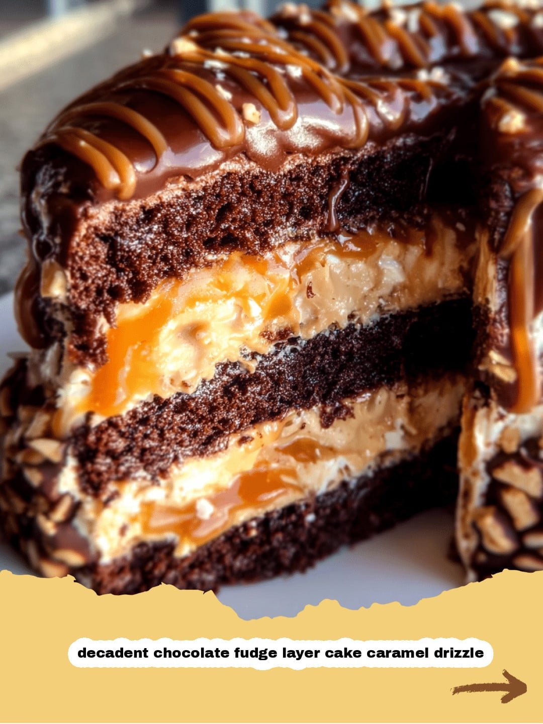 Indulge Your Cravings: The Ultimate Decadent Chocolate Fudge Layer Cake with Caramel Drizzle
