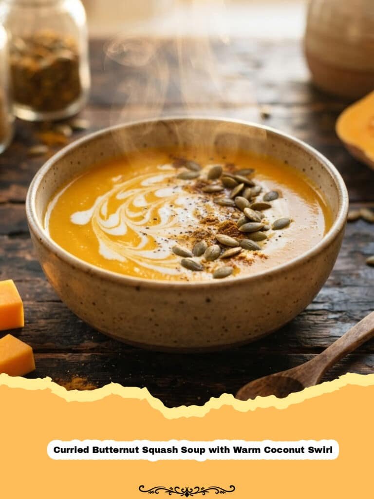 The Ultimate Comfort: Curried Butternut Squash Soup with a Heavenly Warm Coconut Swirl