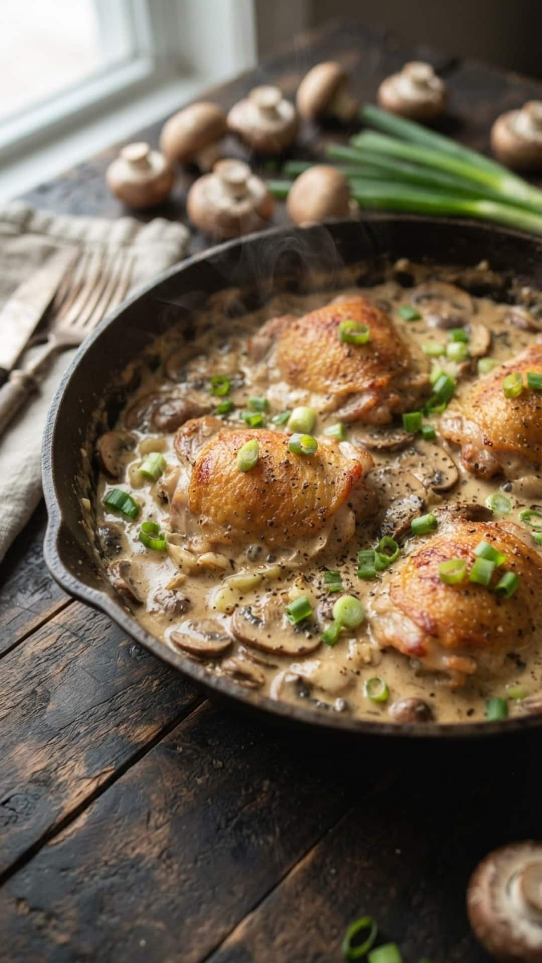 Keto Chicken Thighs with Creamy Mushroom Sauce Preparation