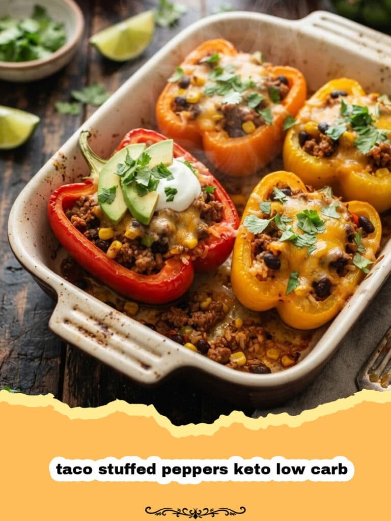 Flavorful & Easy Keto Low Carb Taco Stuffed Peppers for a Zesty Weeknight!