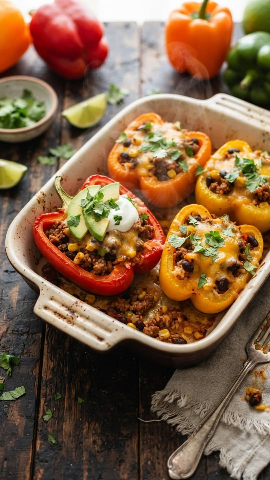 Keto Low Carb Taco Stuffed Peppers Preparation